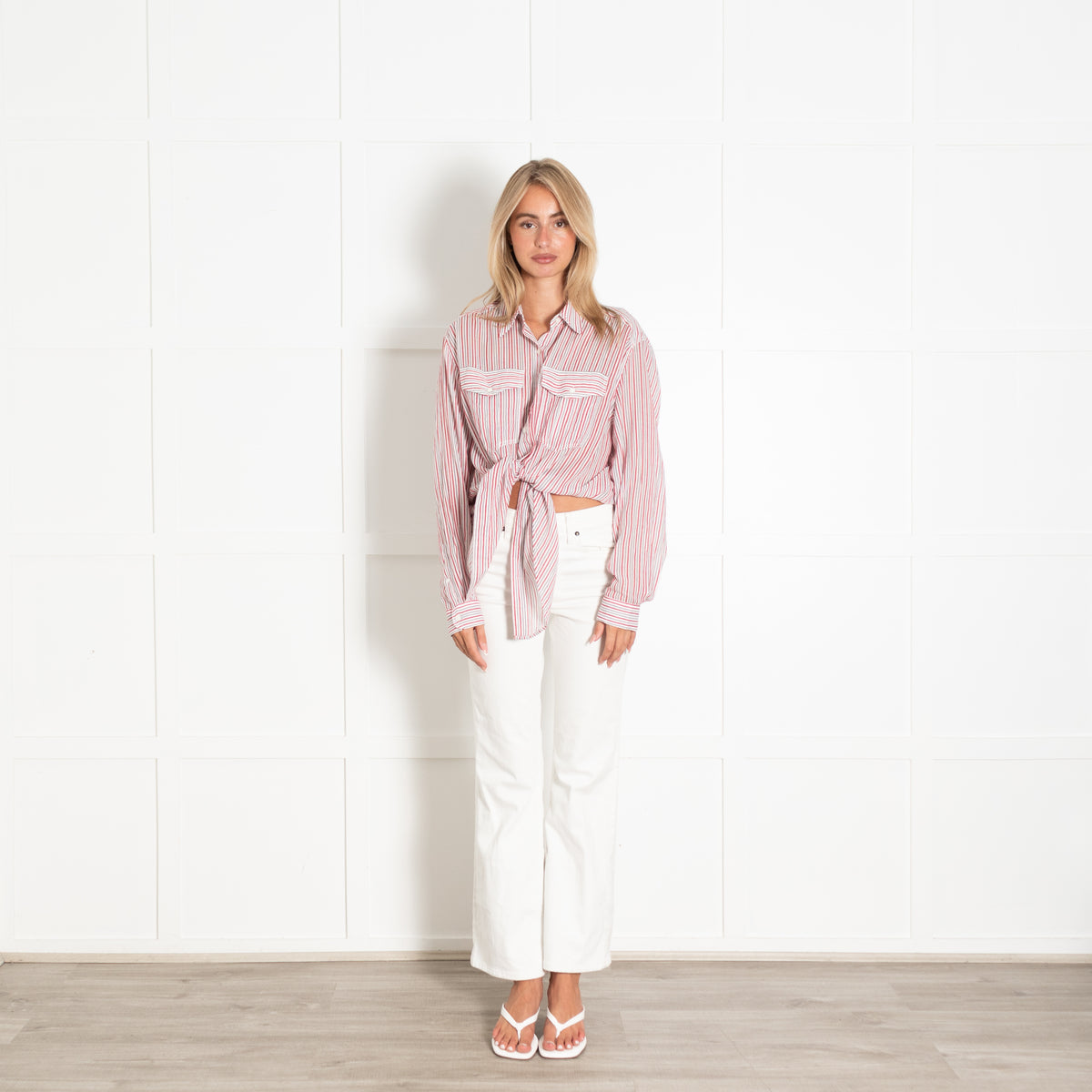 Isabel Marant Etoile White Red Blue Striped Cotton Shirt