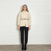 Ba&sh Cream Textured Wool Leather Belt Jacket