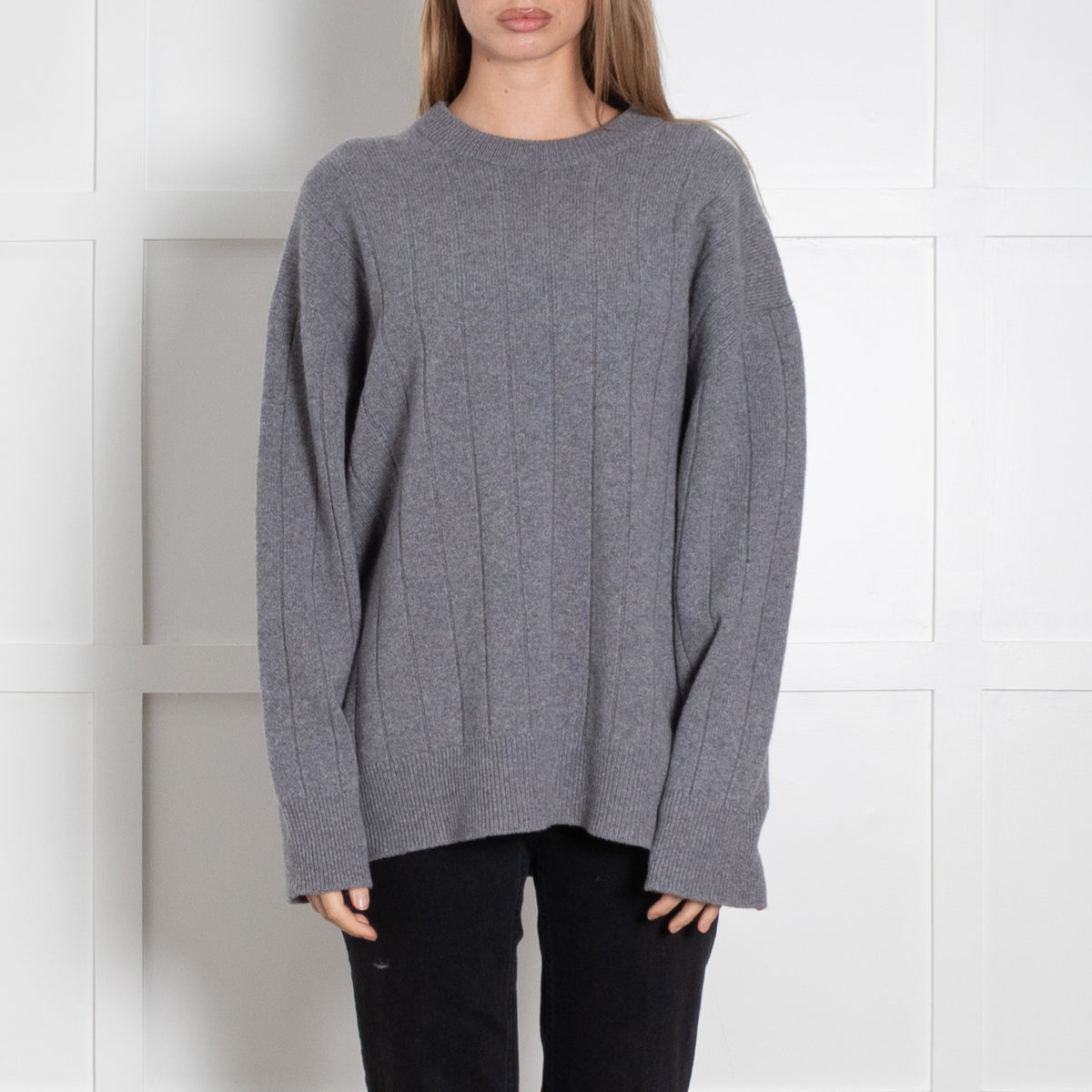 &Daughter Dark Grey Jumbo Rib Wool Jumper
