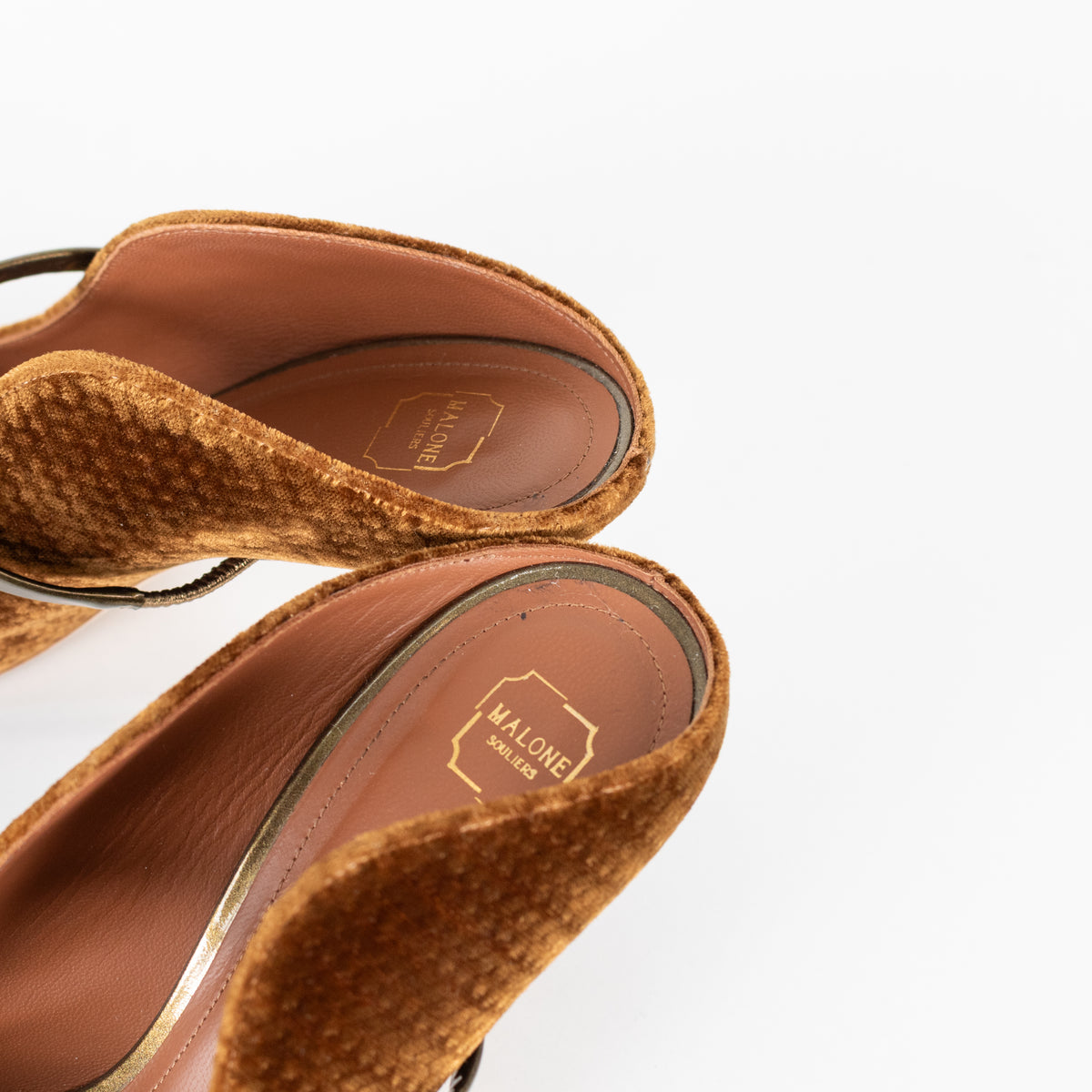 Malone Souliers Gold & Mustard Velvet Shoes