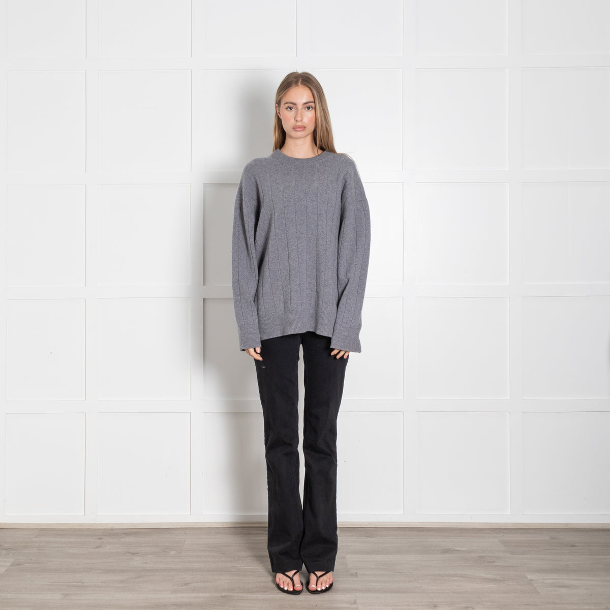 &Daughter Dark Grey Jumbo Rib Wool Jumper