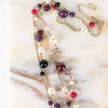 Chanel Red Cream bead Diamante CC Double Strand Long Necklace