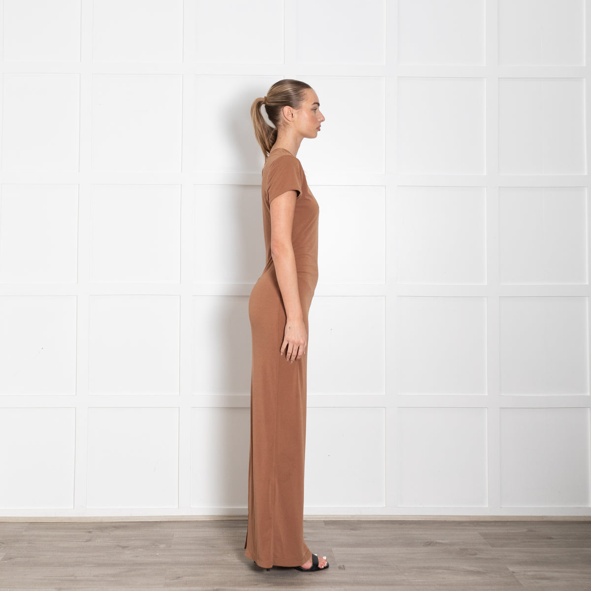 Alice + Olivia Camel Crepe T-shirt Dress