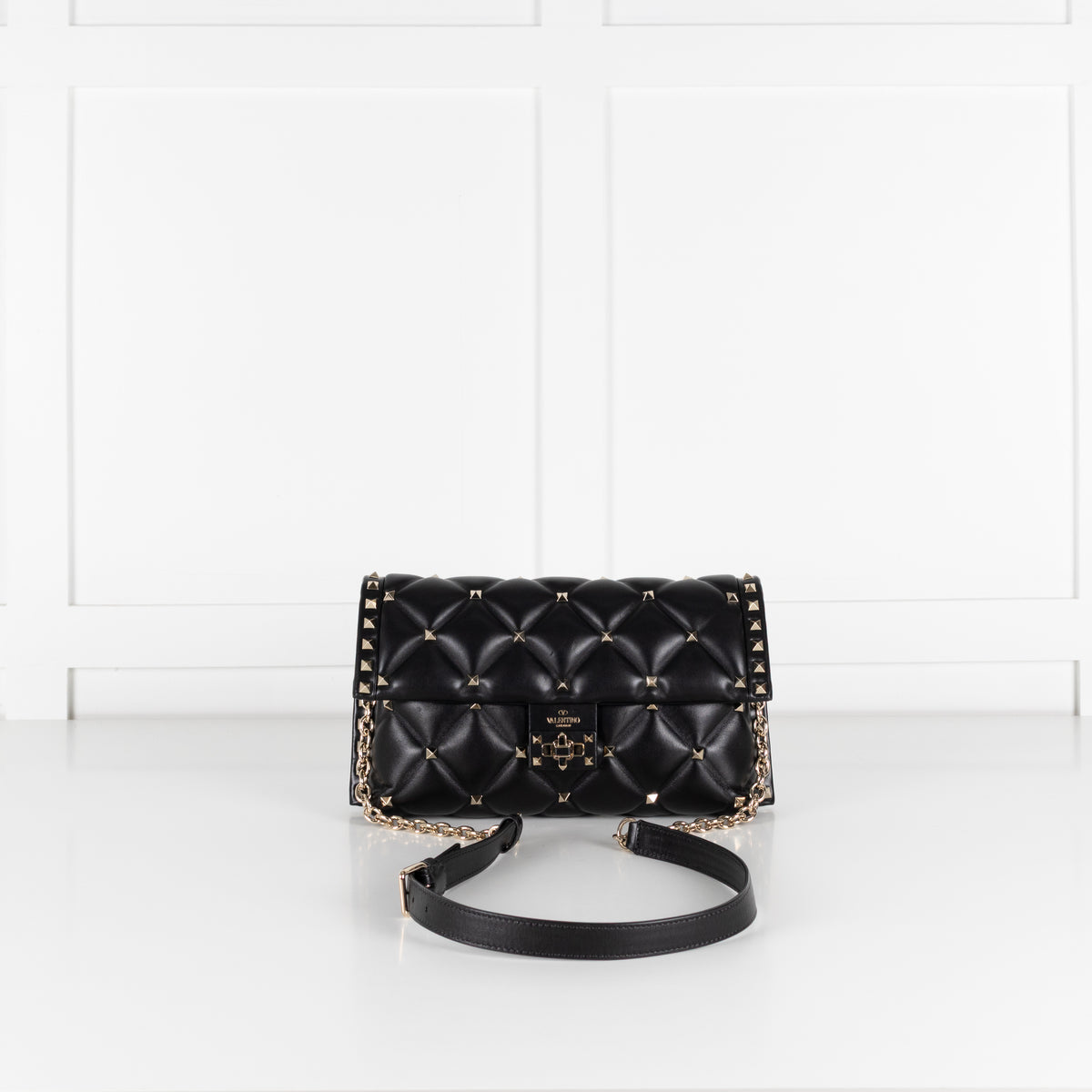 Valentino Garavani Black Candystud Quilted Leather Shoulder Bag
