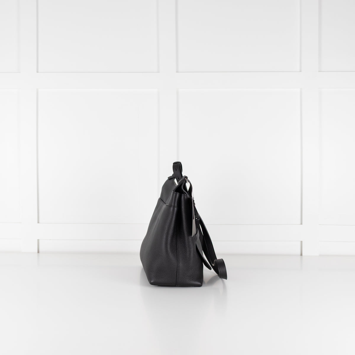 The Row Black Grained Leather Hunting Bag