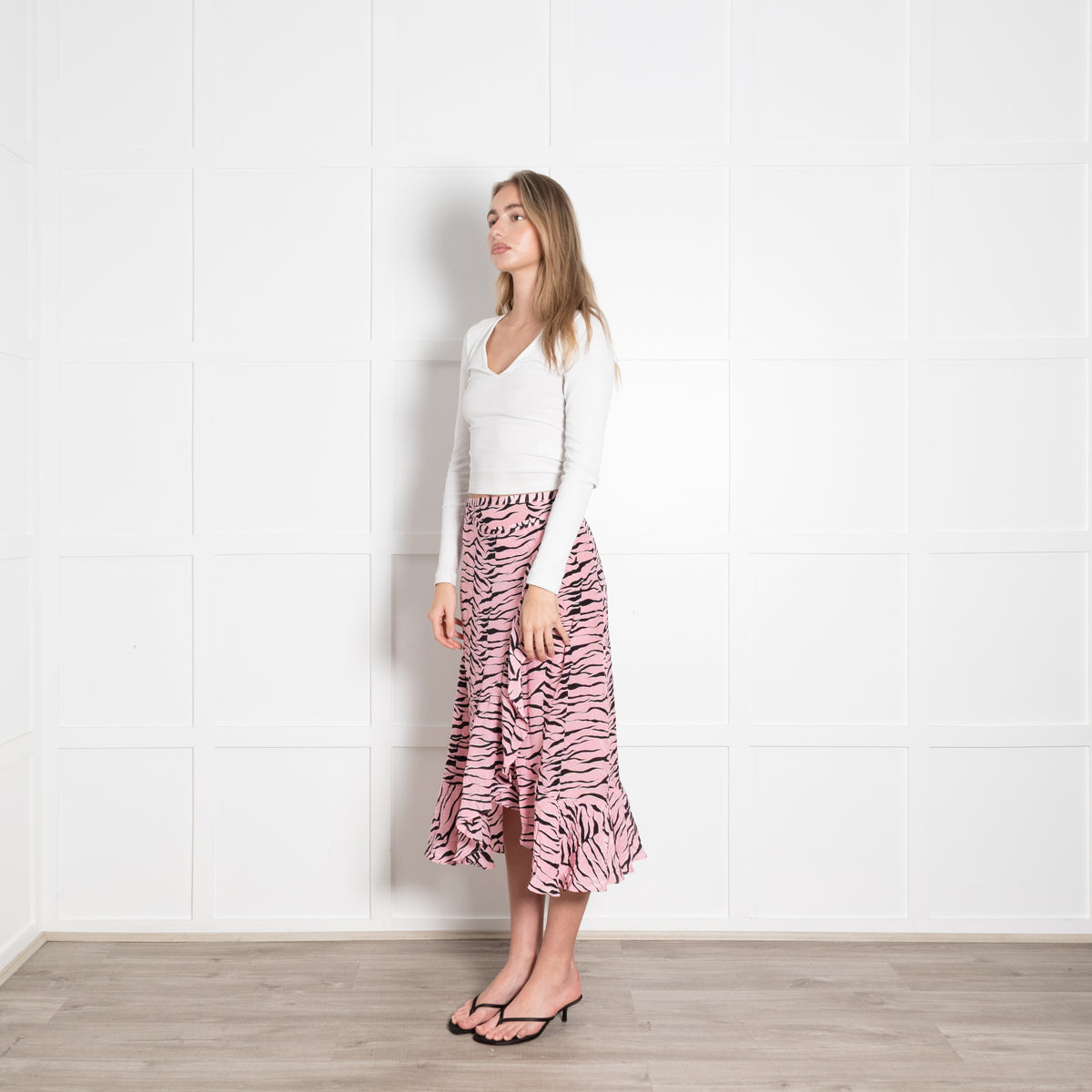 Rixo Pink and Black Zebra Skirt