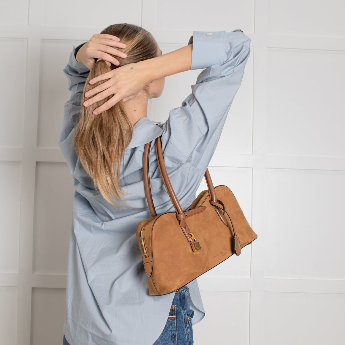 Stella McCartney Tan Ryder Faux Suede Shoulder Bag