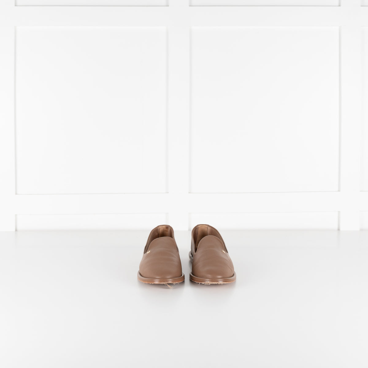 Max Mara Brown Leather Leen Slippers