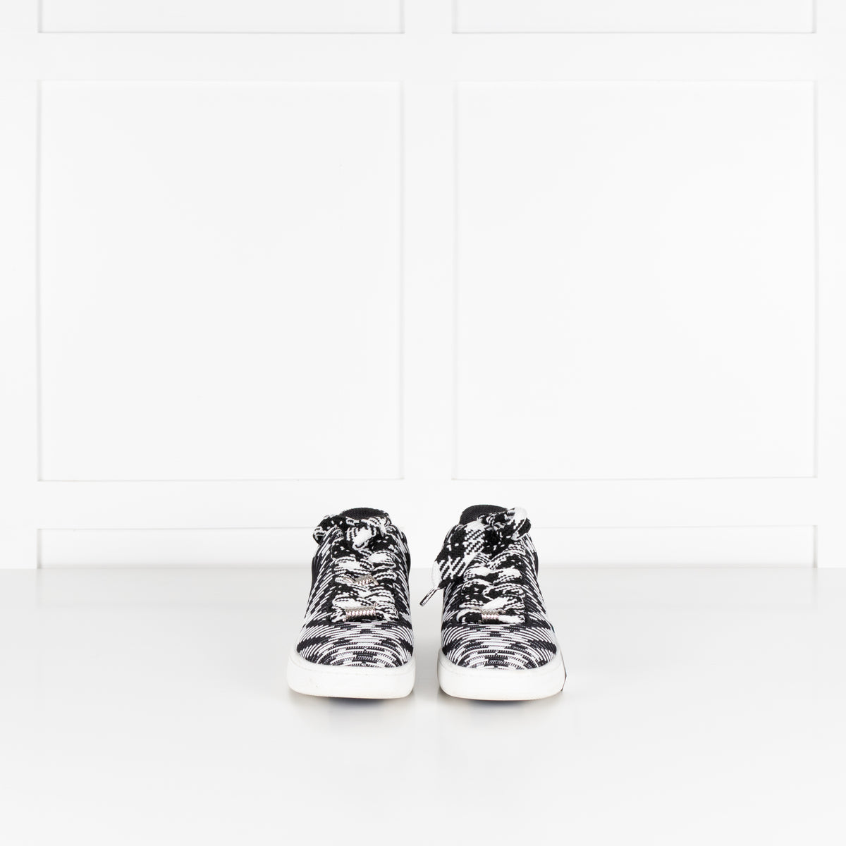 Burberry Black White Check Knit Box Trainers