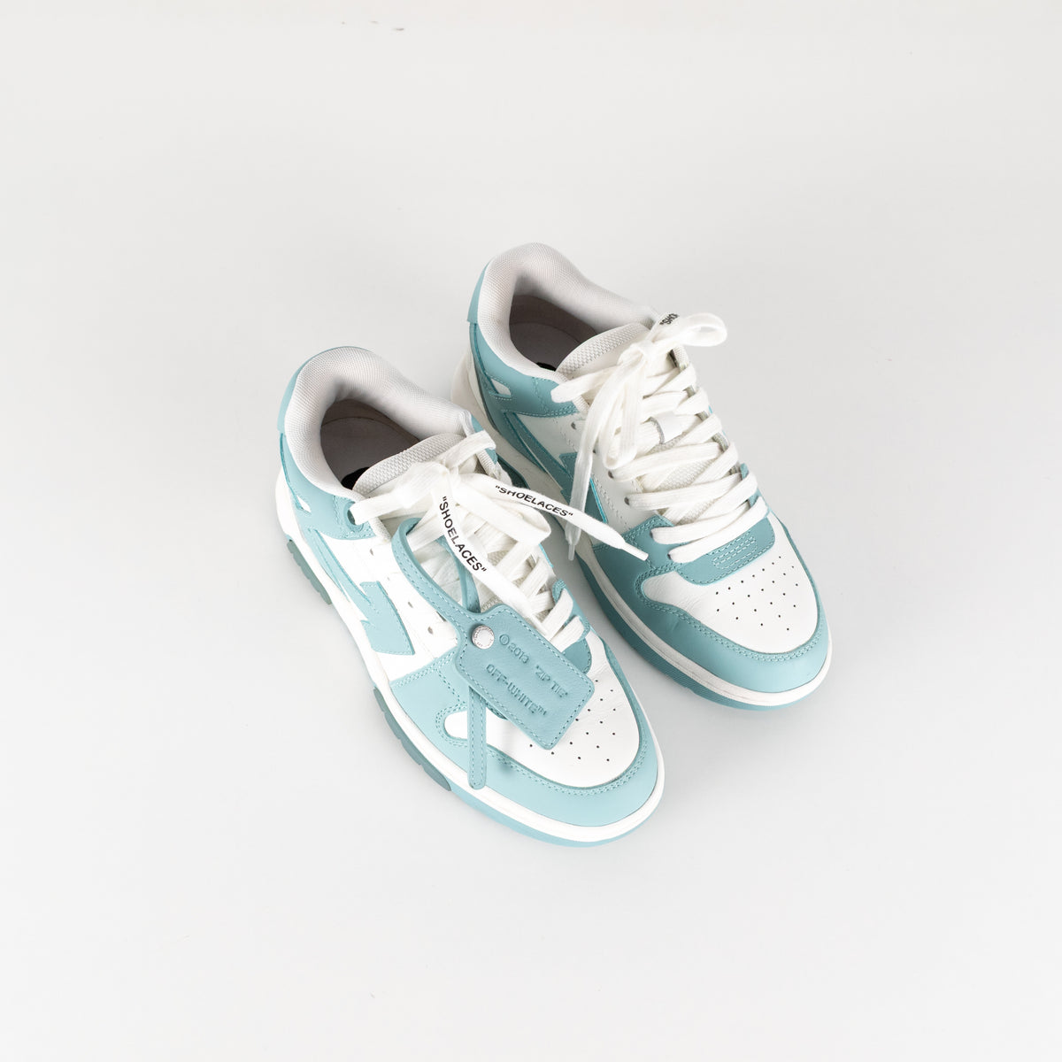 Off White Teal Out Of Office Sartorial Stitiching Trainers