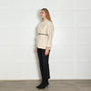 Ba&sh Cream Textured Wool Leather Belt Jacket