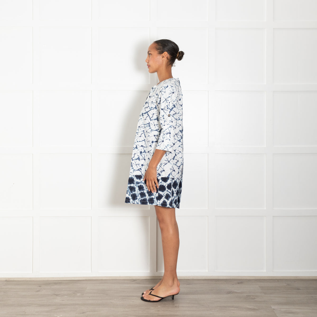 Thakoon Blue & White Batique Pleated Coat Dress UK 8