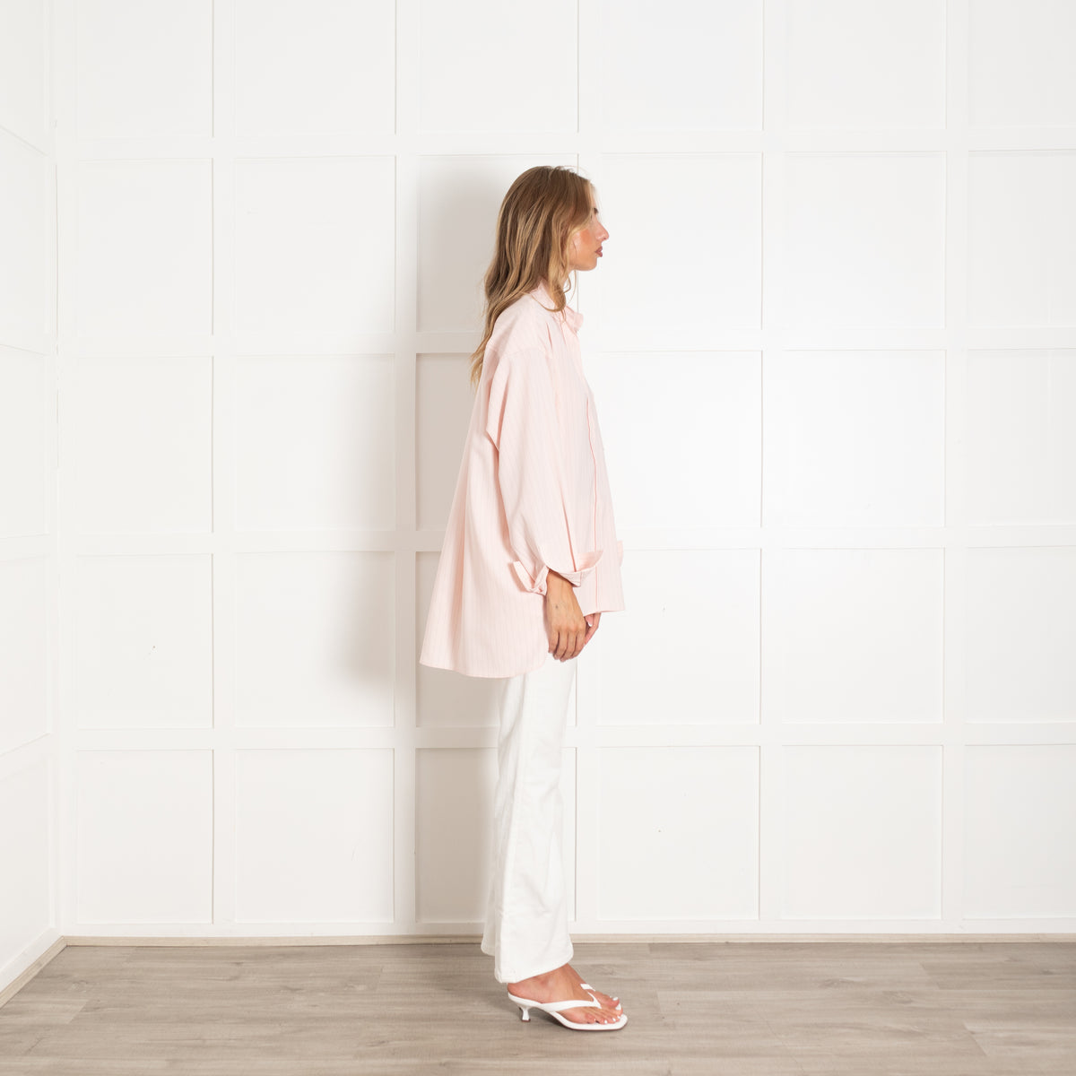 The Frankie Shop Pink Oversized Pinstripe Shirt