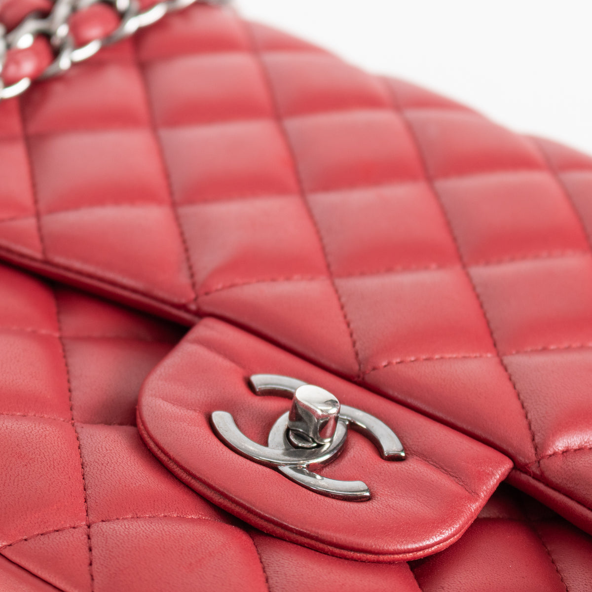 Chanel Red Jumbo Lambskin Flap Bag