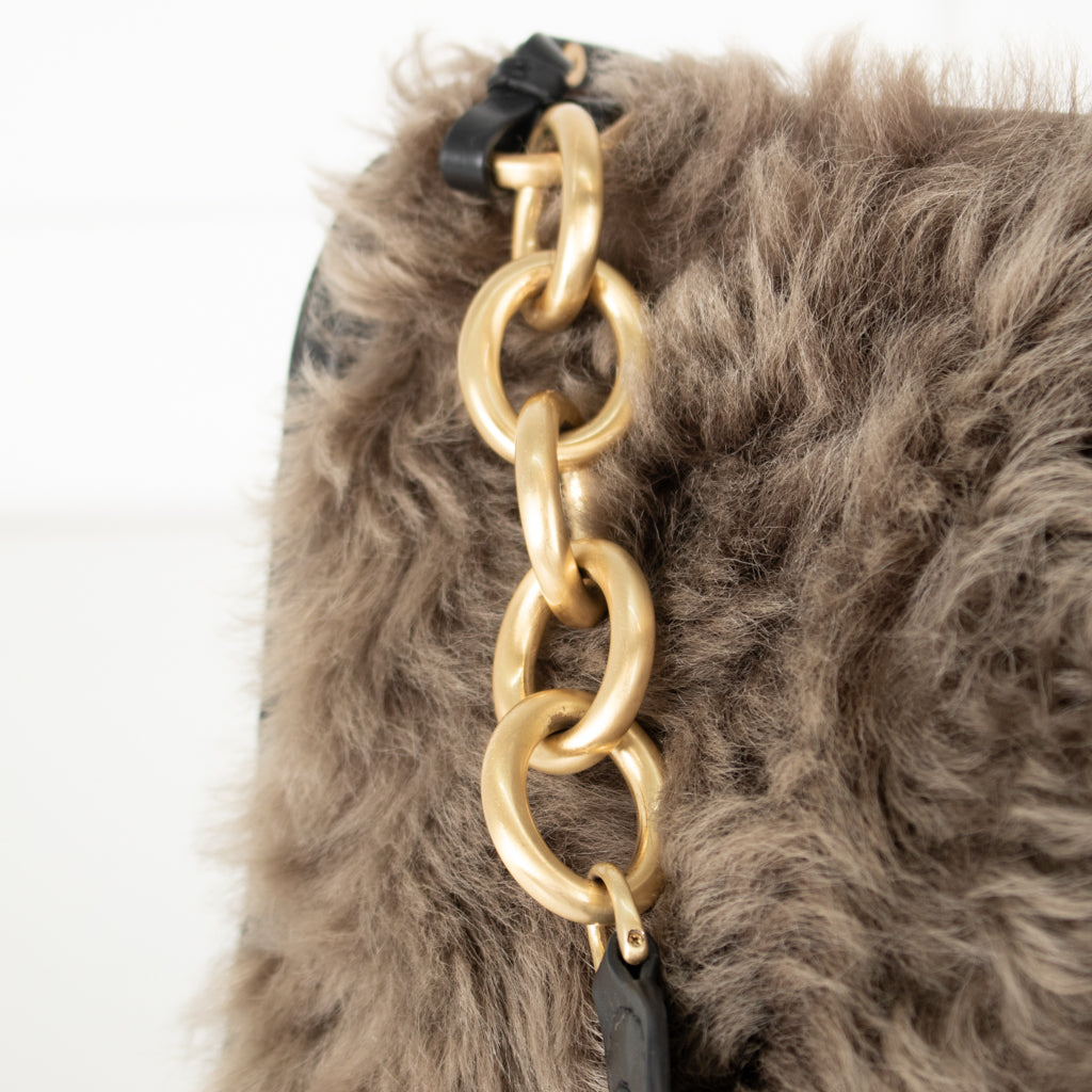 Diane Von Furstenberg Burgundy Fur Flap Harper Charlotte Shoulder Bag