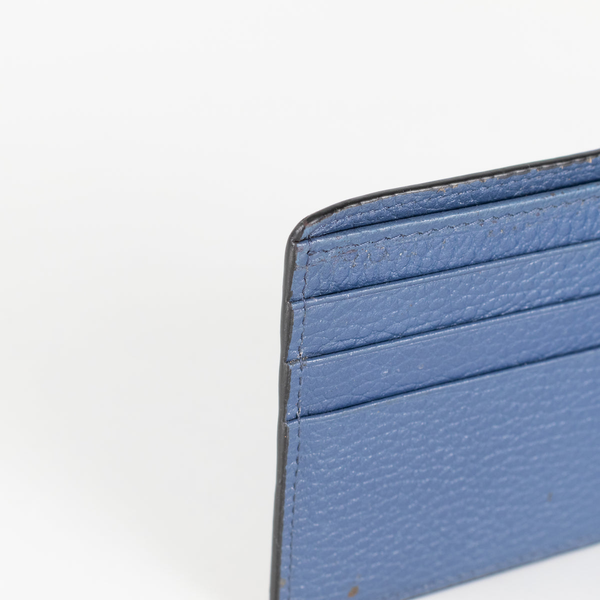 Gucci Black Textured Leather Interlocking GG Bifold Wallet With Blue Interior
