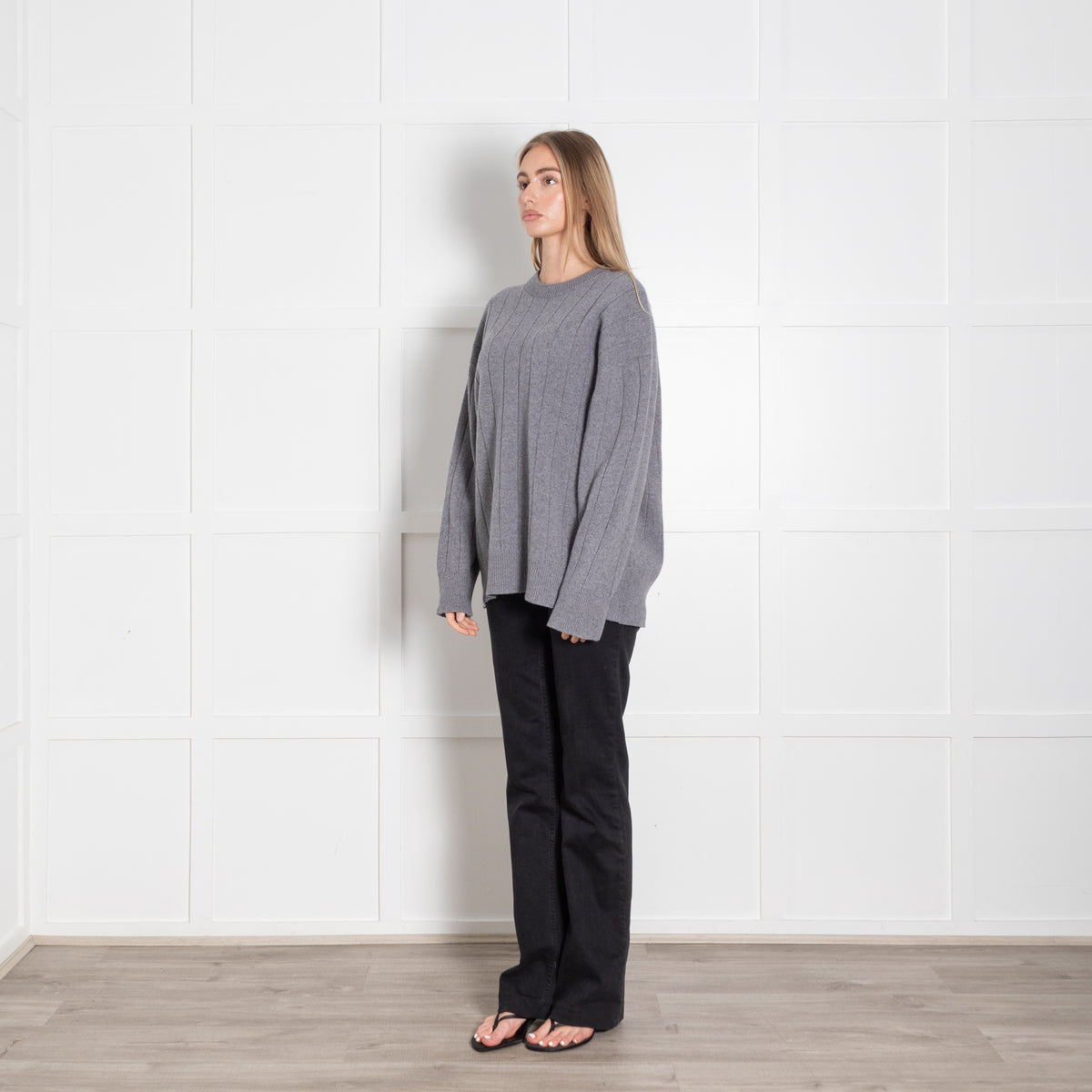 &Daughter Dark Grey Jumbo Rib Wool Jumper