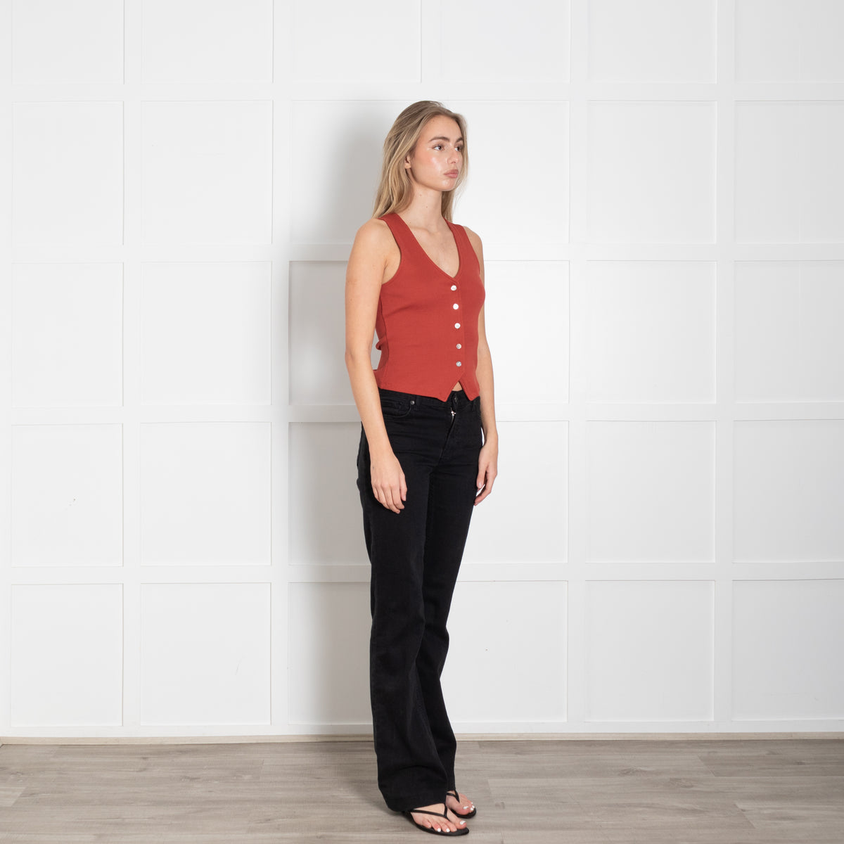 Veronica Beard Rust Ribbed Waistcoat