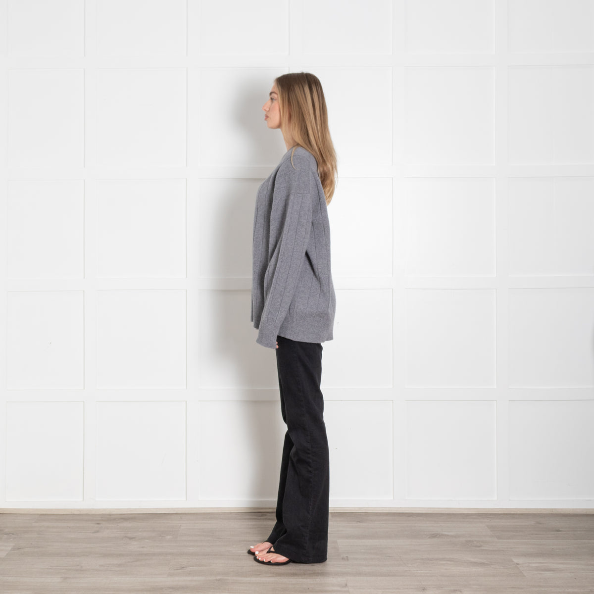 &Daughter Dark Grey Jumbo Rib Wool Jumper