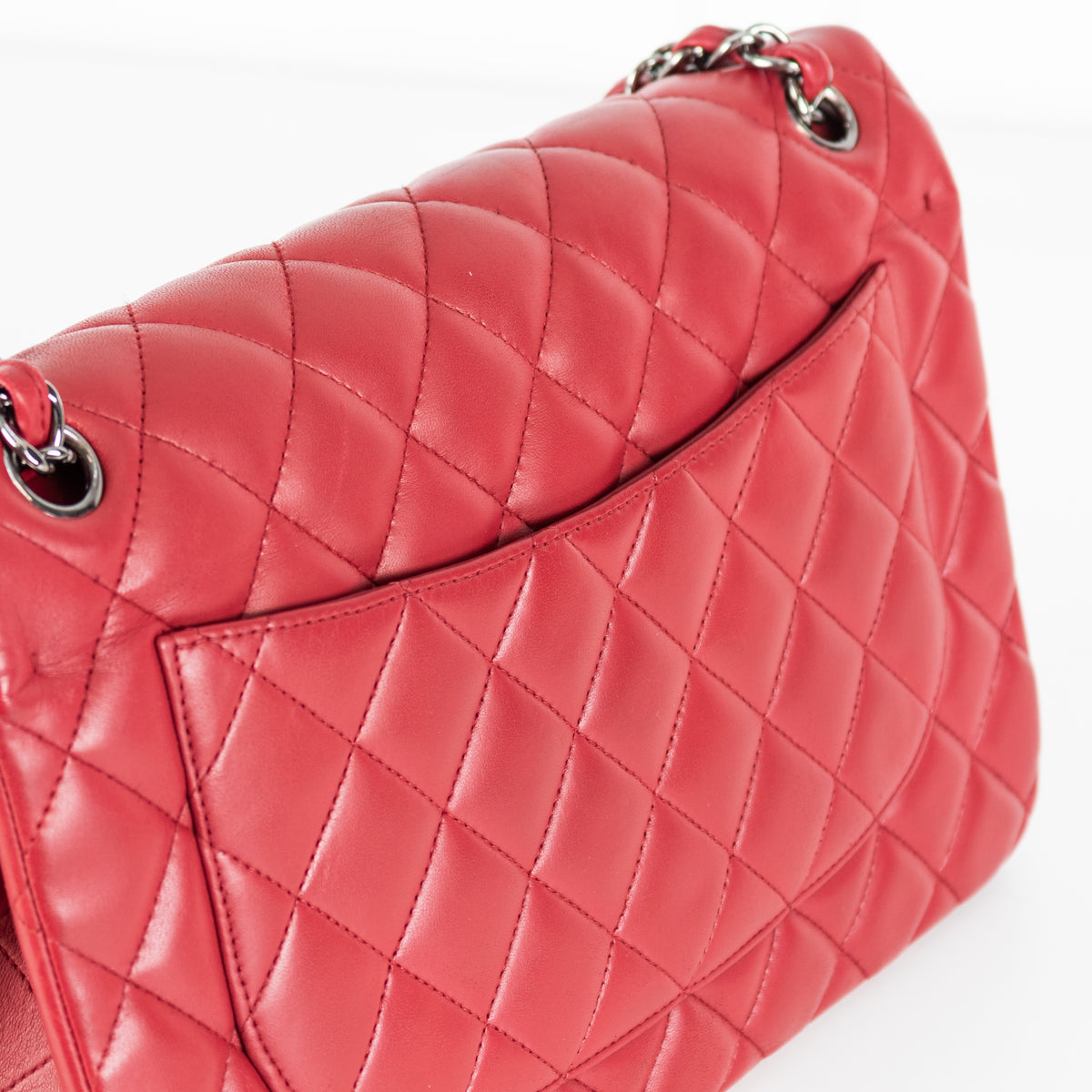 Chanel Red Jumbo Lambskin Flap Bag