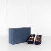 Malone Souliers Maureen Navy Suede Mules With Silver Straps