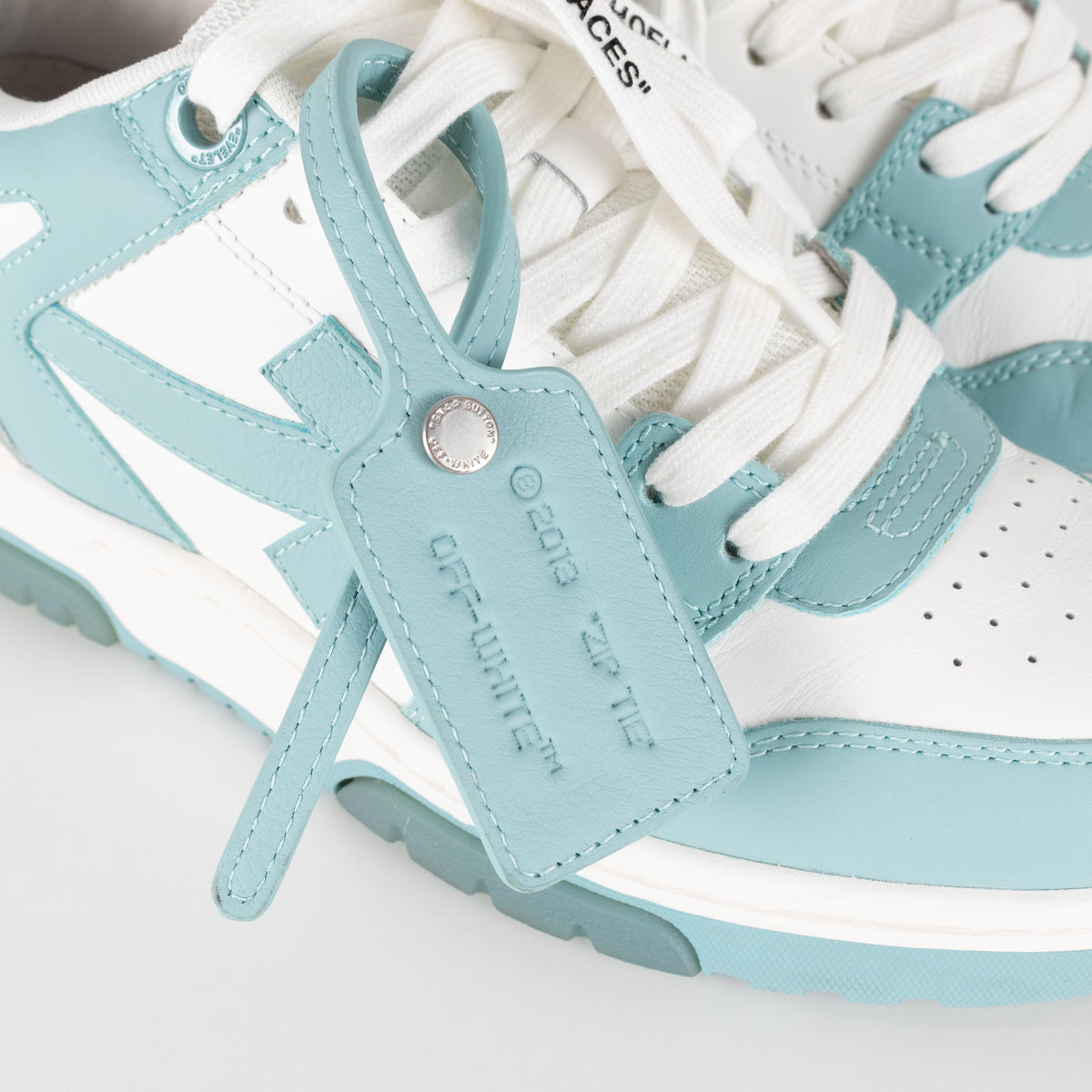 Off White Teal Out Of Office Sartorial Stitiching Trainers