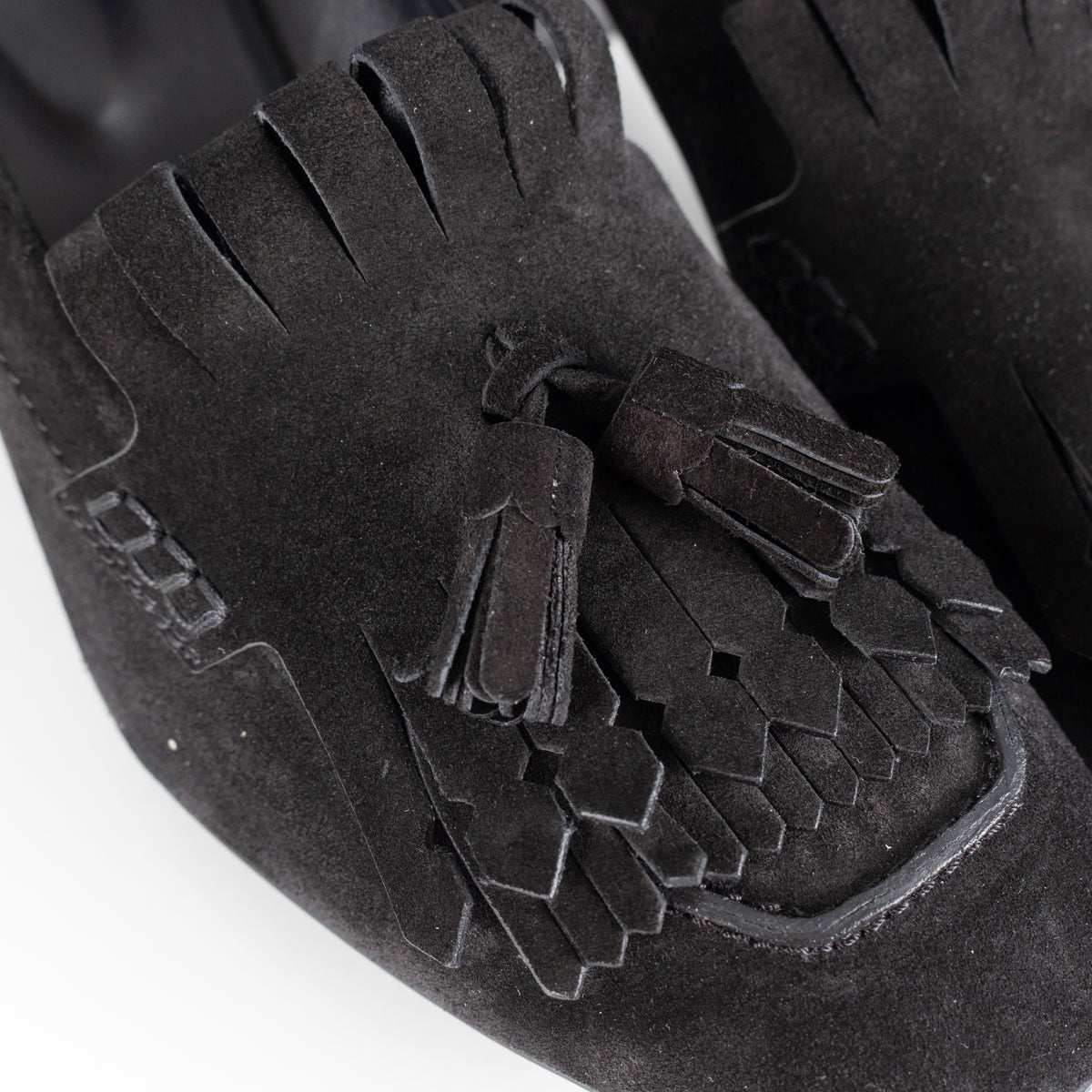 Tod's Black Suede Gomma Heeled Tasselled Loafer