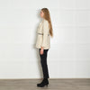 Ba&sh Cream Textured Wool Leather Belt Jacket