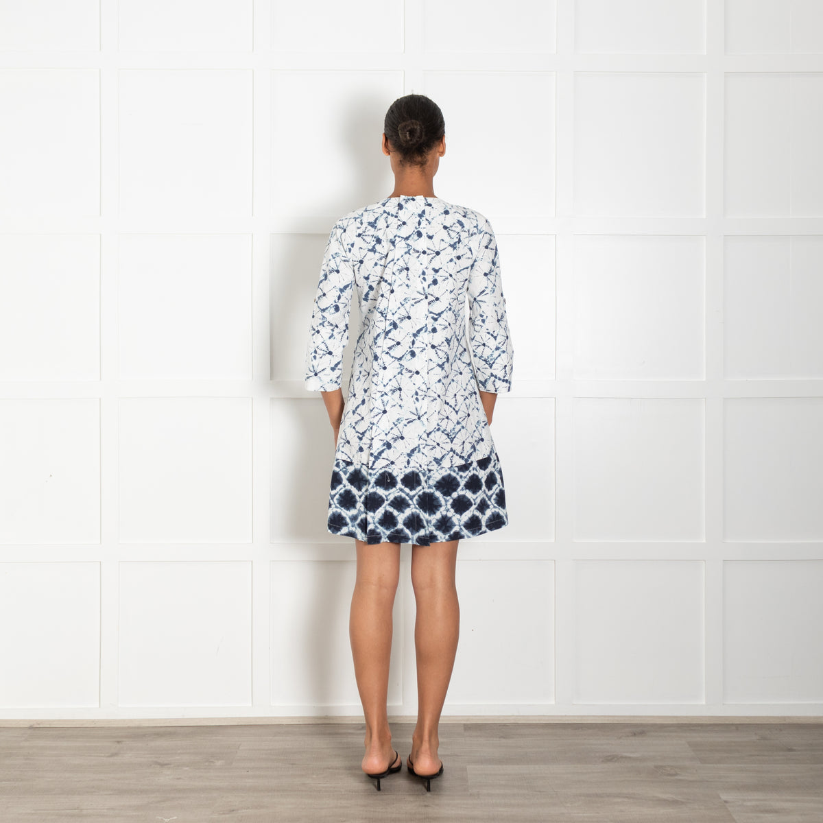Thakoon Blue & White Batique Pleated Coat Dress UK 8