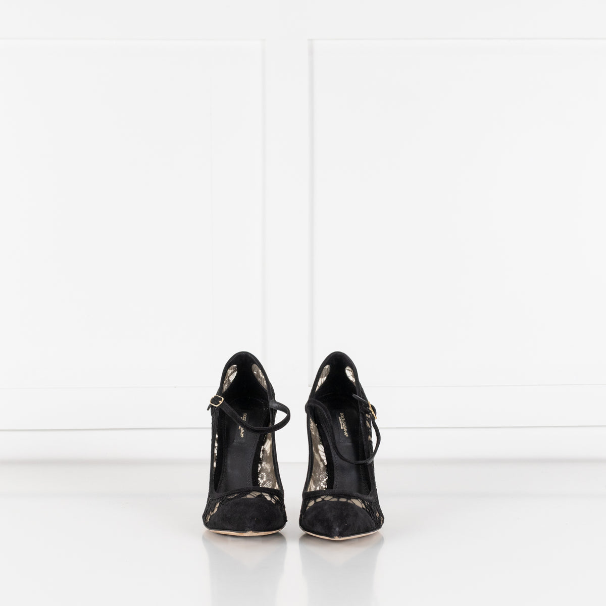 Dolce & Gabbana Black Lace Detail Pointy Heels