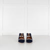 Malone Souliers Maureen Navy Suede Mules With Silver Straps