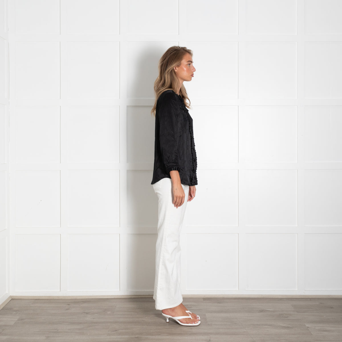 See By Chloe Black Frilled Silk Shirt