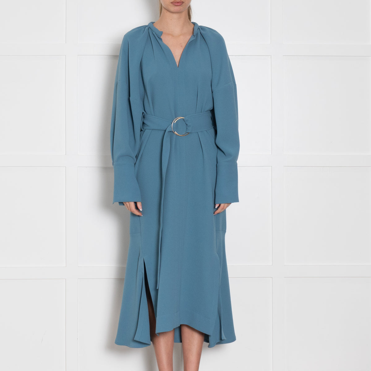 Eudon Choi Blue Long Sleeve Belted Dress
