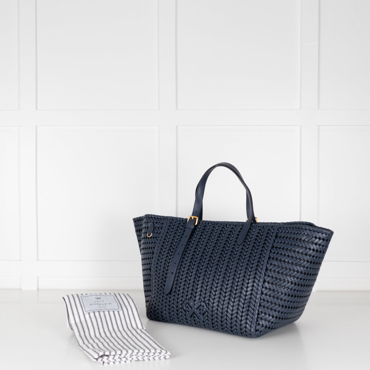 Anya Hindmarch Navy Neeson Large Leather Tote
