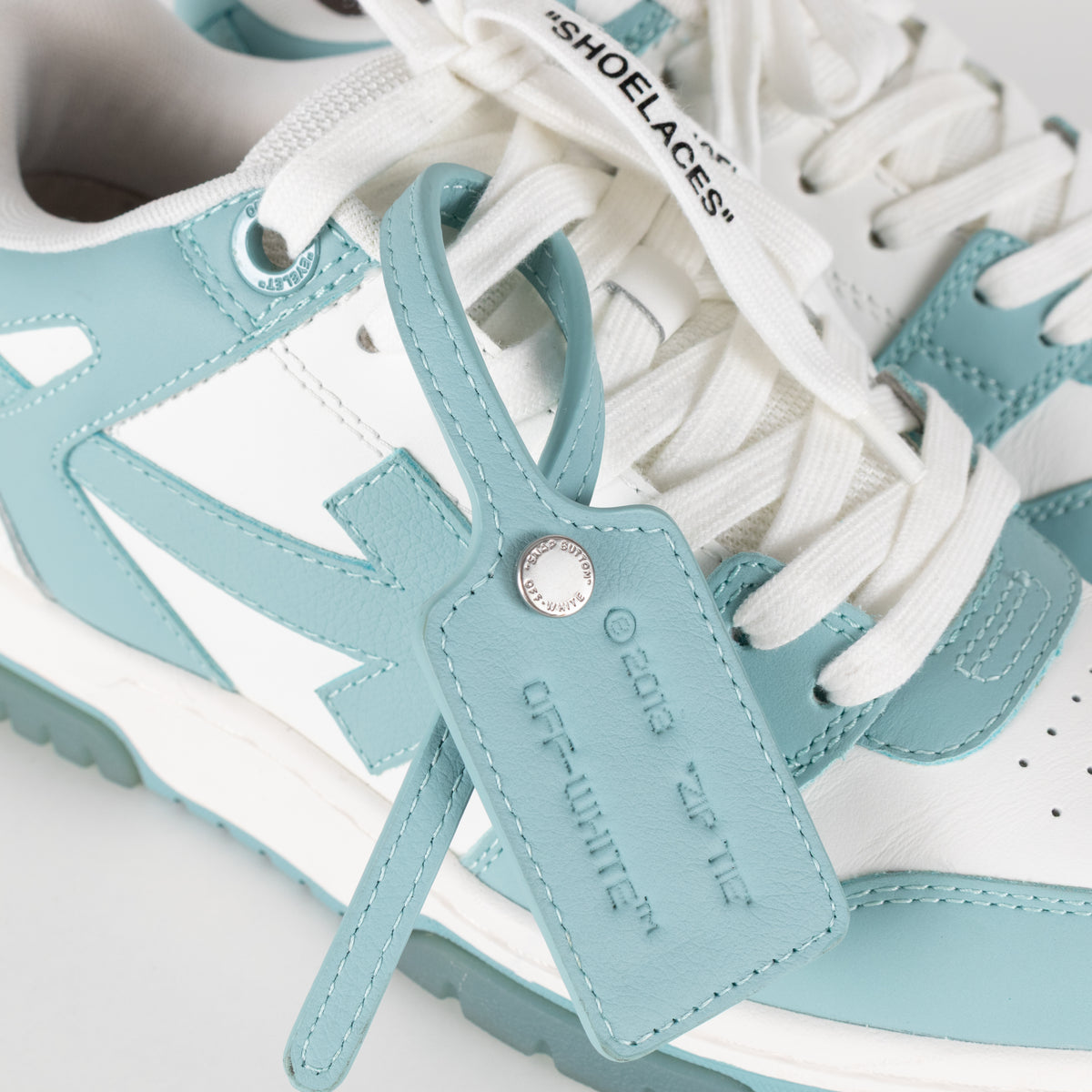 Off White Teal Out Of Office Sartorial Stitiching Trainers