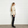 Ba&sh Cream Textured Wool Leather Belt Jacket