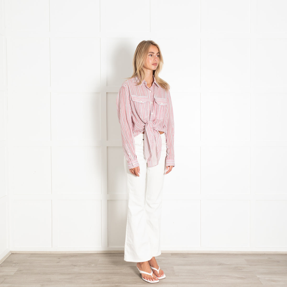 Isabel Marant Etoile White Red Blue Striped Cotton Shirt