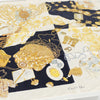 Christian Dior Black, Cream And Gold Silk Scarf
