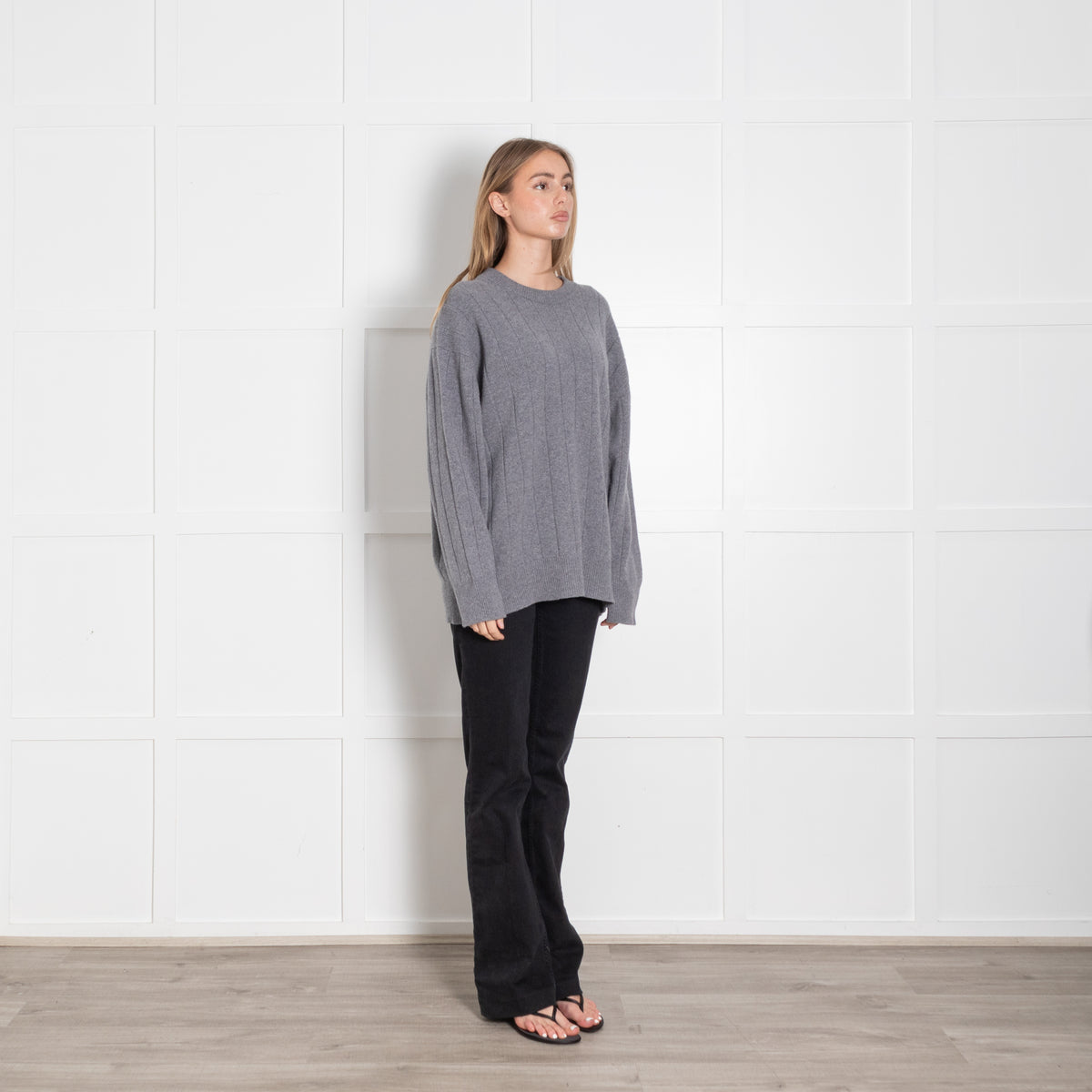 &Daughter Dark Grey Jumbo Rib Wool Jumper