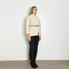 Ba&sh Cream Textured Wool Leather Belt Jacket