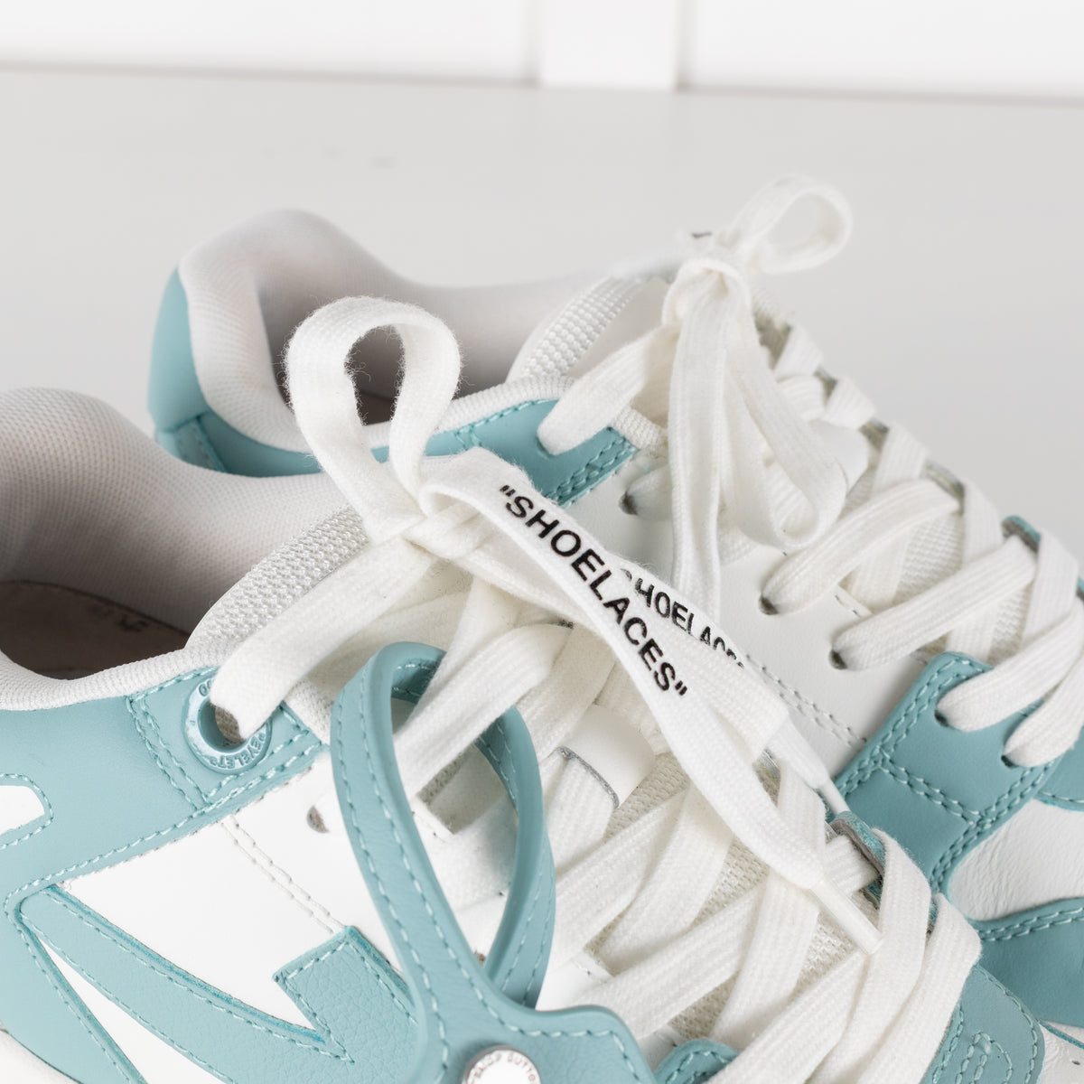 Off White Teal Out Of Office Sartorial Stitiching Trainers