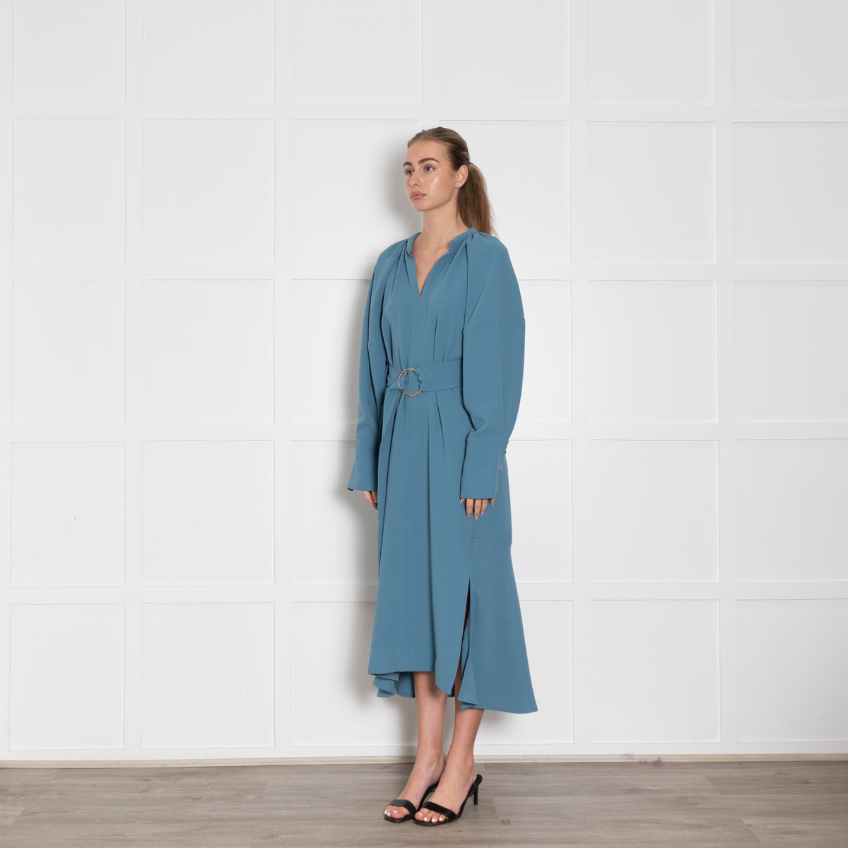 Eudon Choi Blue Long Sleeve Belted Dress