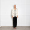 Maje Cream Cardigan with Black Trim