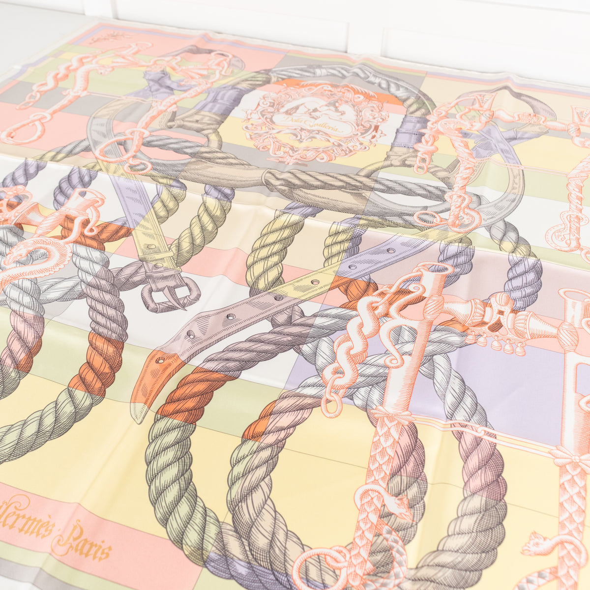 Hermes Cream Yellow Orange Silk Della Cavalleria Scarf