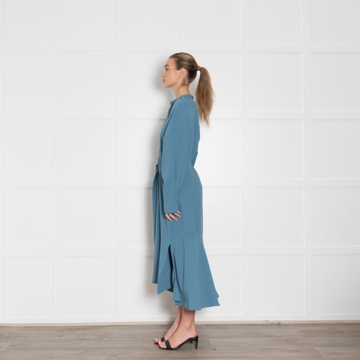 Eudon Choi Blue Long Sleeve Belted Dress