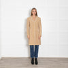 Boutique Moschino Beige Boucle Coat with Stitch Edge Detail