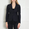 Maje Navy Blue Grey Pinstripe Wool Blend Short Jacket