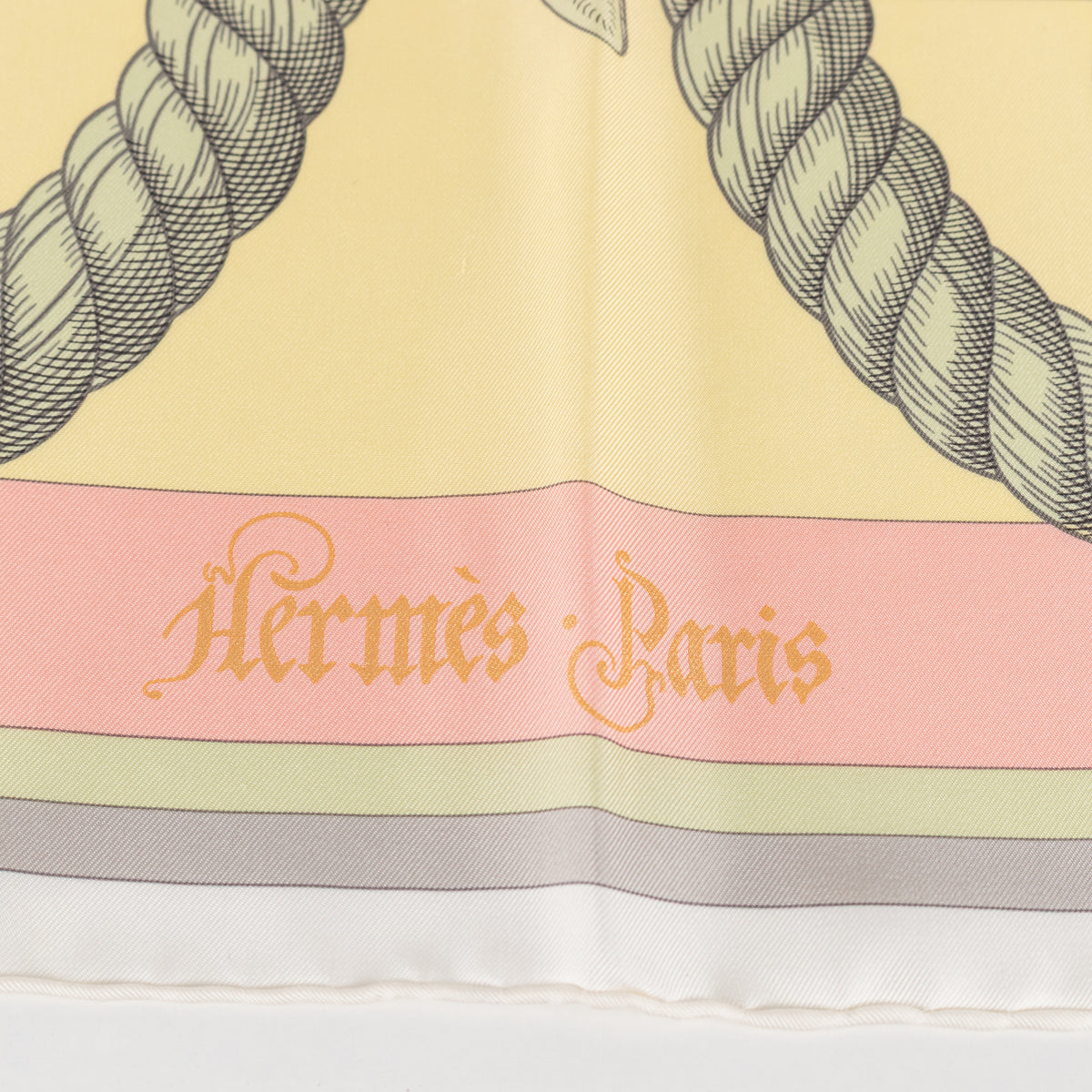 Hermes Cream Yellow Orange Silk Della Cavalleria Scarf