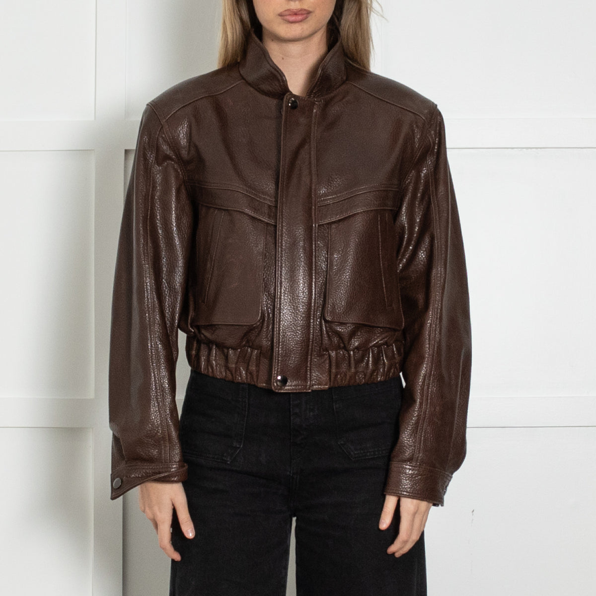 L Cuppini Brown The Becky Pebble Leather Jacket