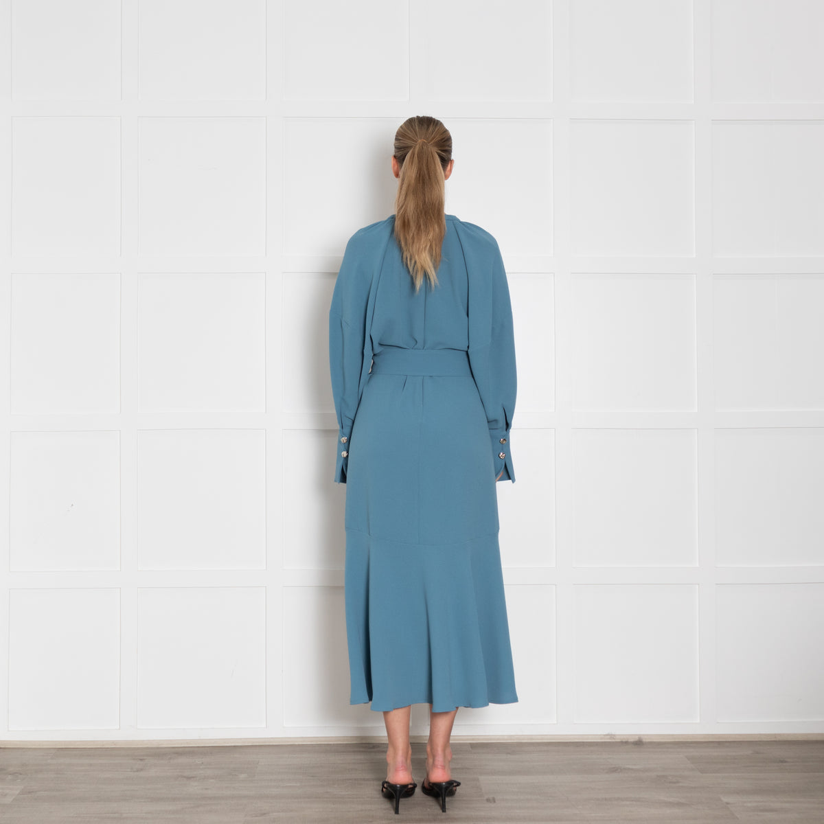 Eudon Choi Blue Long Sleeve Belted Dress